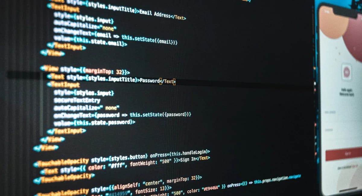 Pantalla de una computadora con código e interfaz de una aplicación web